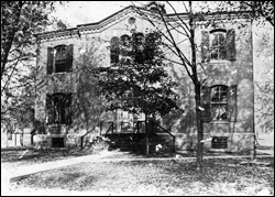 A black and white photo of the old Pacific School